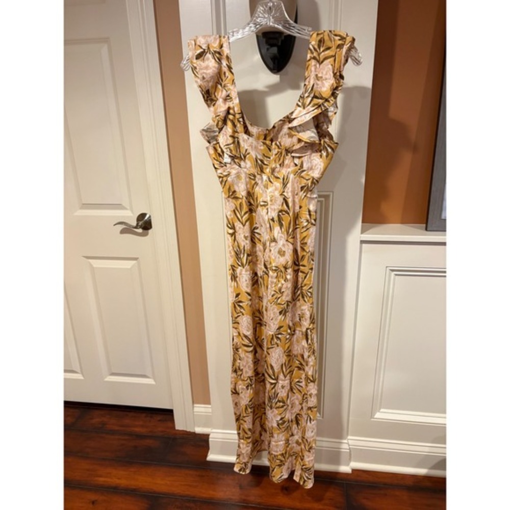 New Madewell Women's Floral Ruffle Strap Midi Dress Size 6 Yellow Ivory Print - Picture 2 of 8